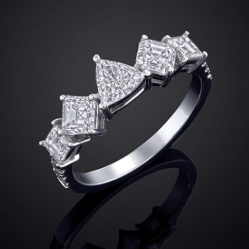 Asscher & Carré Diamond Square Ring