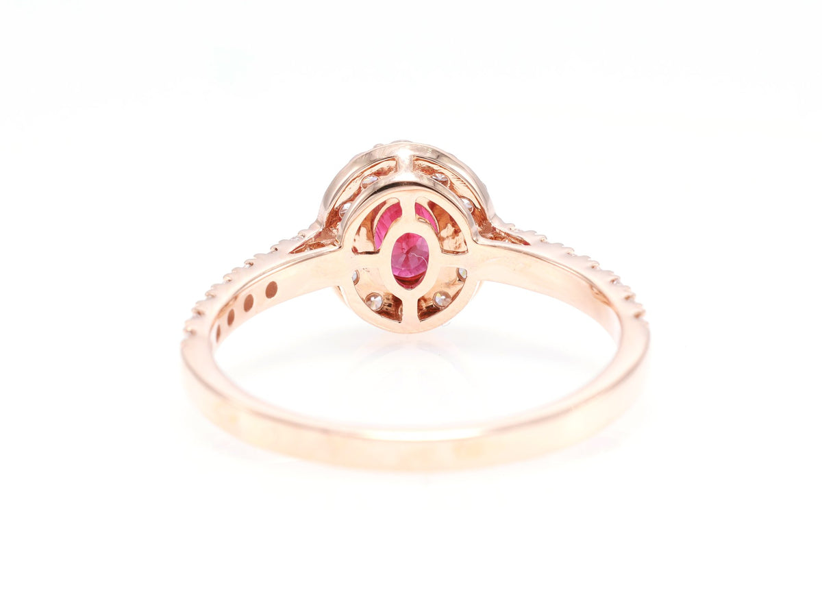 Burmese Ruby Halo Ring in 18K rose gold — view 5