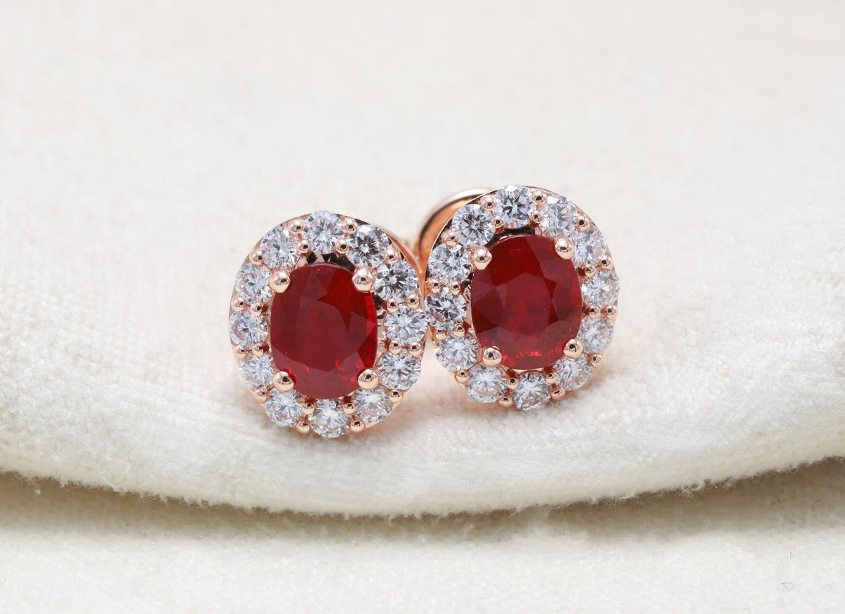 Gemstone & Diamond Earrings in 18K Gold – Silva Jewellers