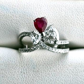 Burmese Ruby & Heart Diamond Ring
