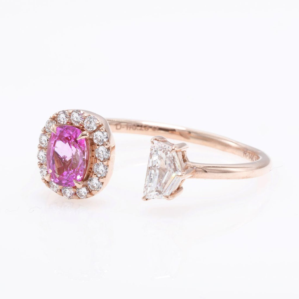 Ceylon Pink Sapphire & Cadillac Diamond Ring — view 2
