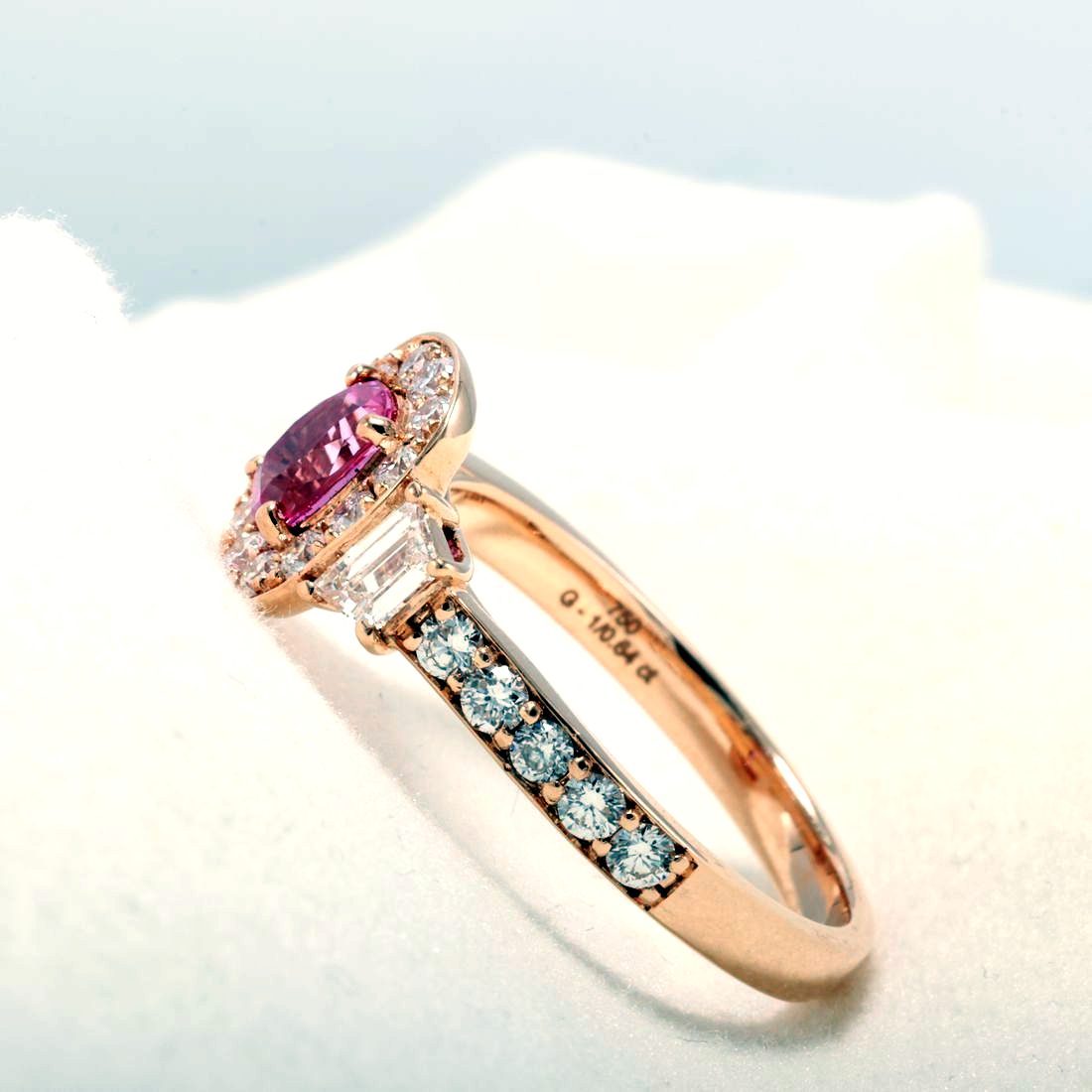 Ceylon Pink Sapphire Halo Ring — view 2