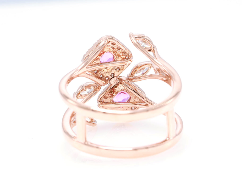 Ceylon Pink Sapphire & Marquise Diamond Ring in 14K rose gold — view 5