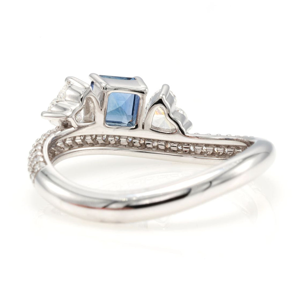 Ceylon Sapphire & Heart Diamond Bypass Ring