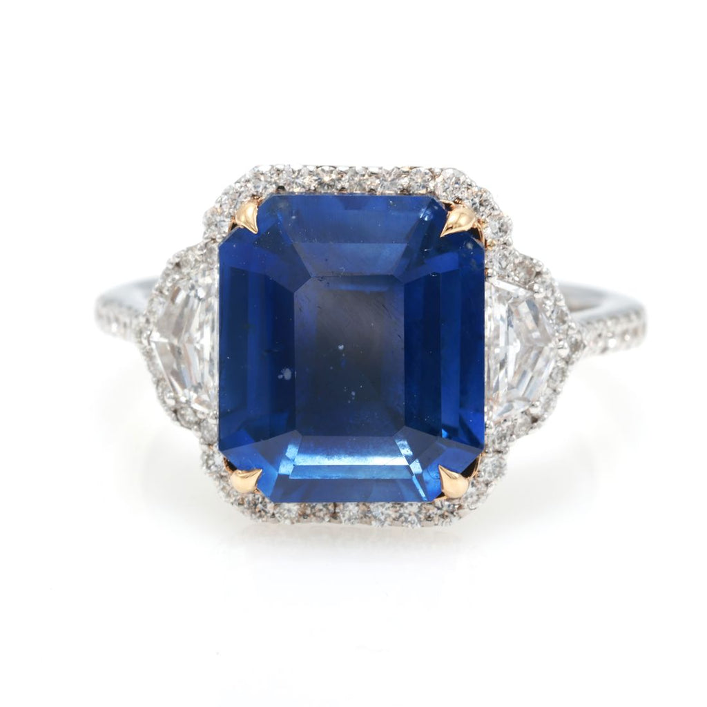 Ceylon Sapphire Three-Stone Ring, 6.31 ct