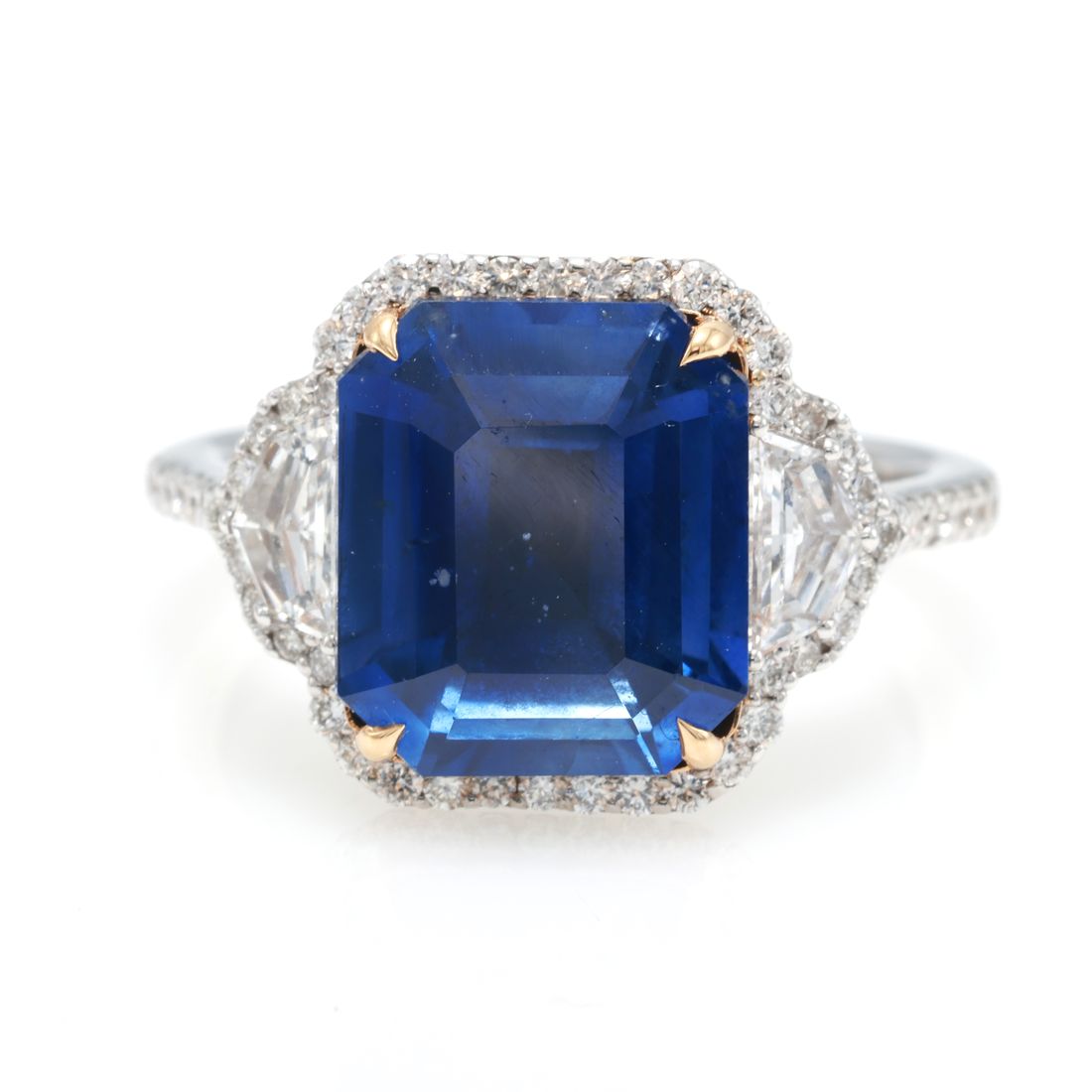 Ceylon Sapphire Three-Stone Ring, 6.31 ct