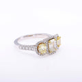 Emerald-Cut Diamond & Fancy Yellow Three-Stone Ring