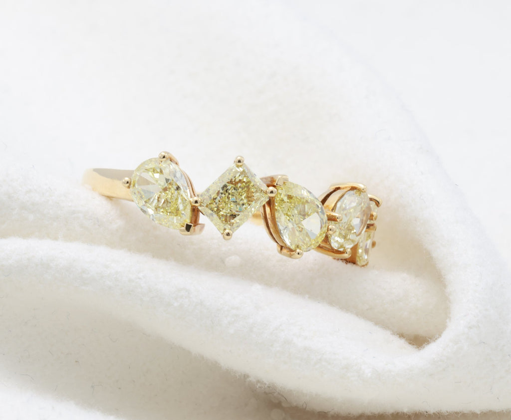 Emerald & Marquise Diamond Cluster Earrings in 18K white gold — view 4