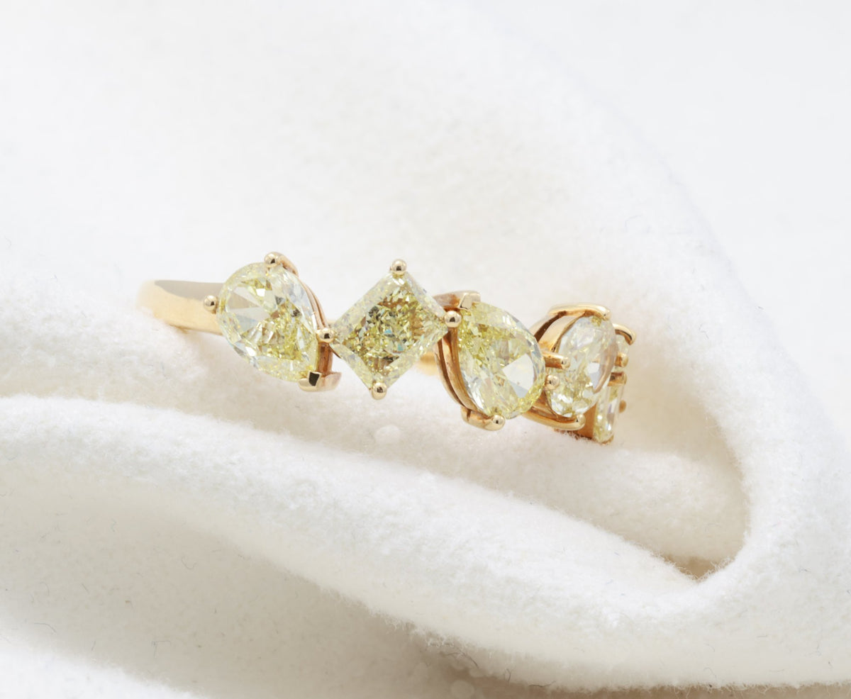 Emerald & Marquise Diamond Cluster Earrings in 18K white gold — view 4