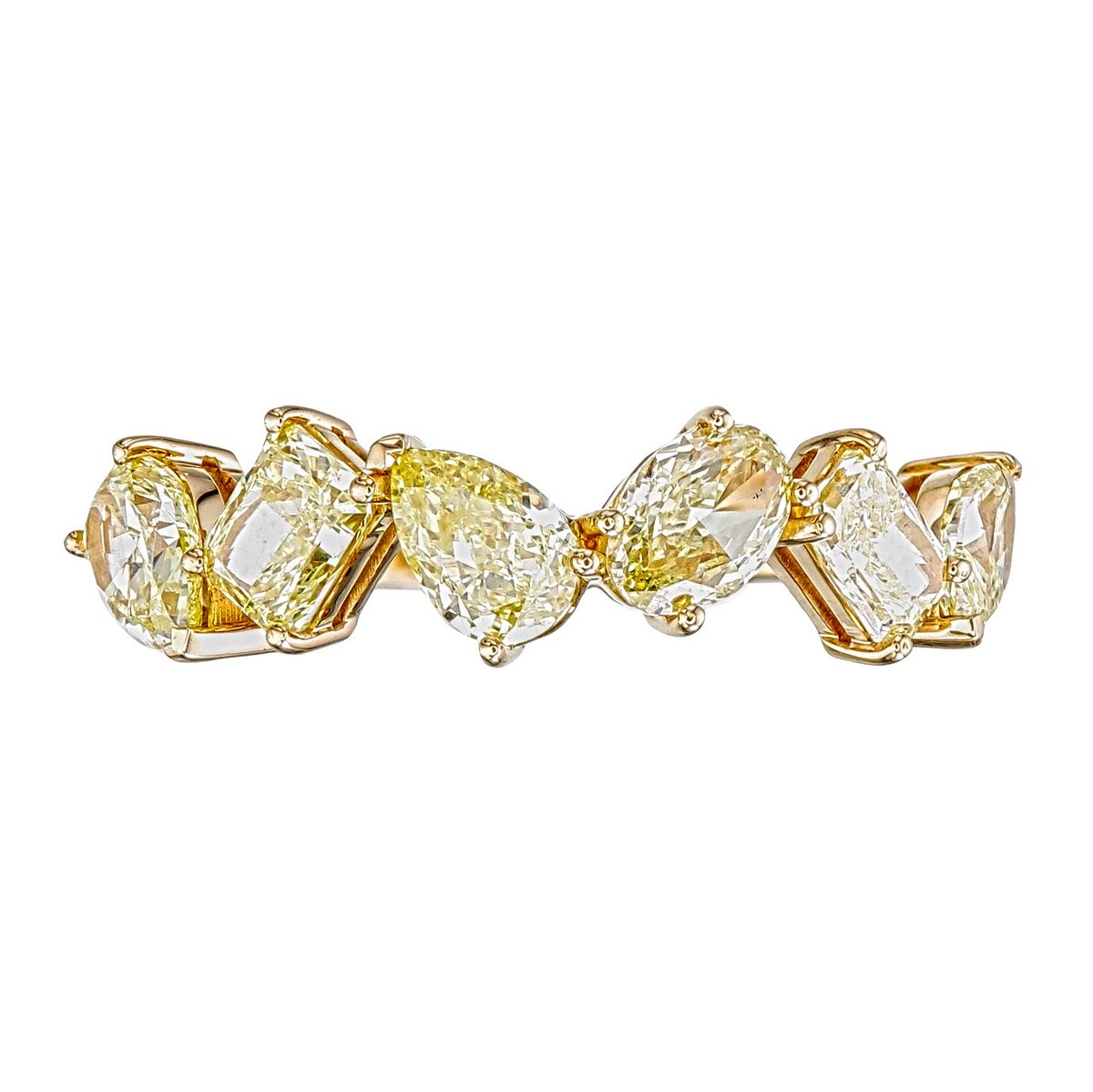 Fancy Yellow Mixed-Shape Diamond Band in 18K yellow gold — view 1