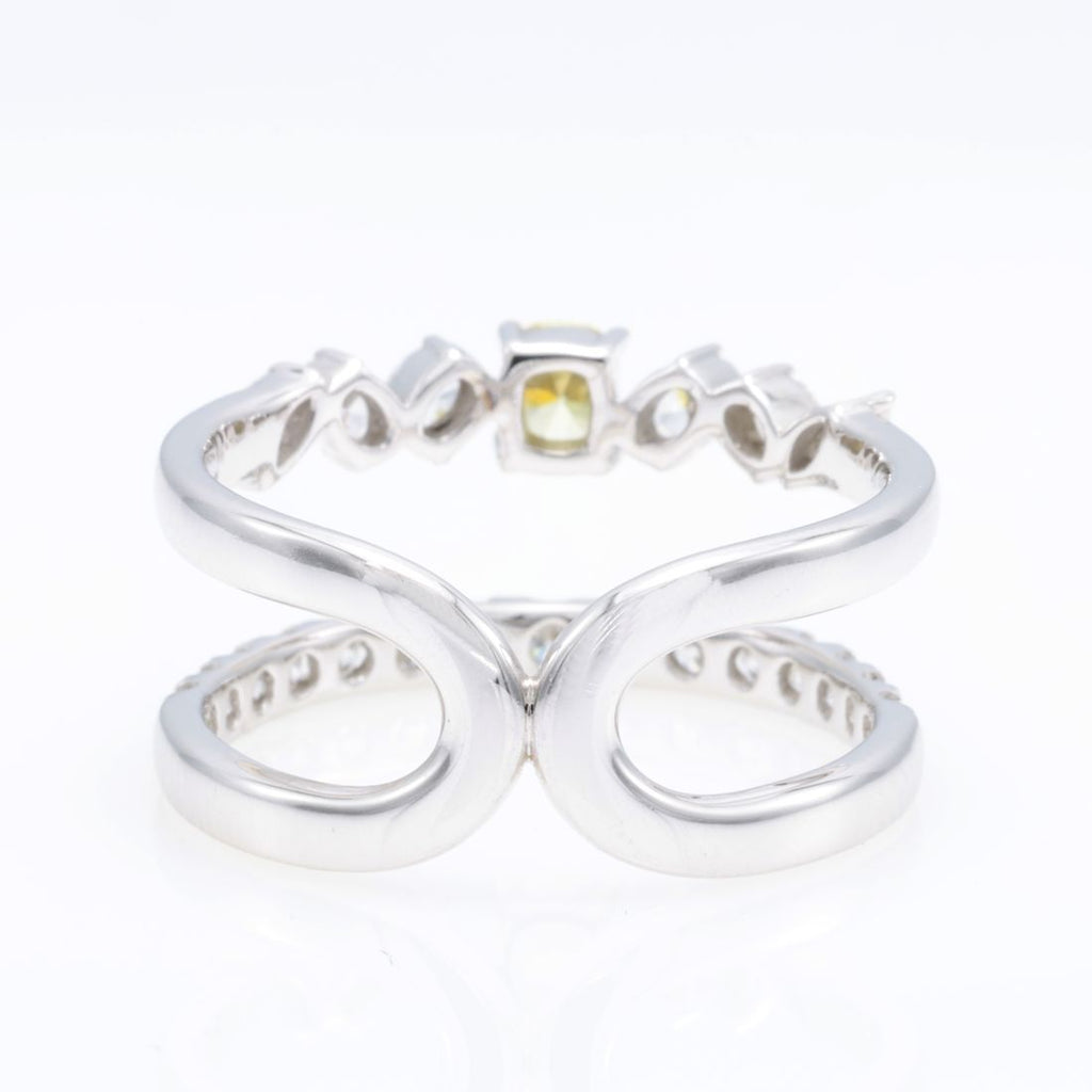 Fancy Yellow Cushion Diamond Double Band