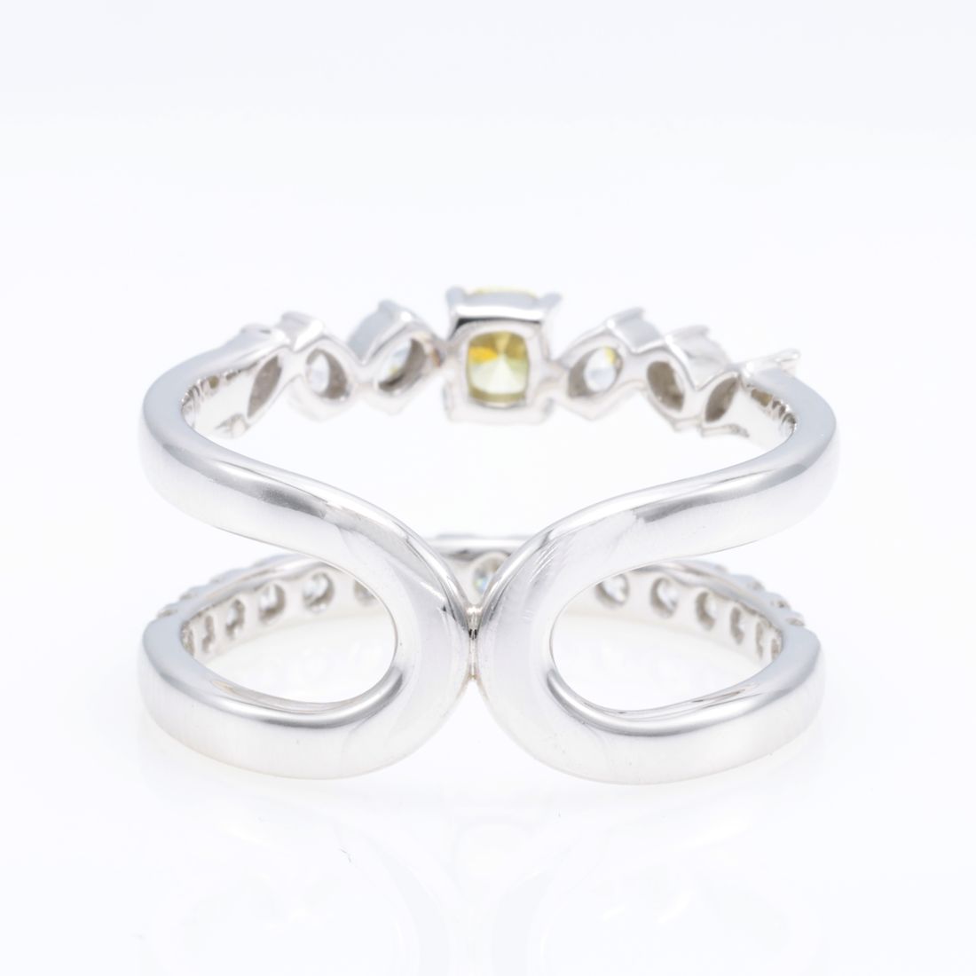 Fancy Yellow Cushion Diamond Double Band
