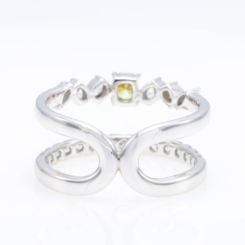 Fancy Yellow Cushion Diamond Double Band