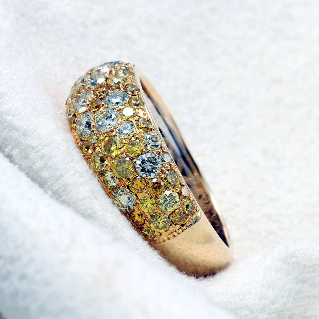 Fancy Yellow Diamond Pavé Dome Ring — view 2