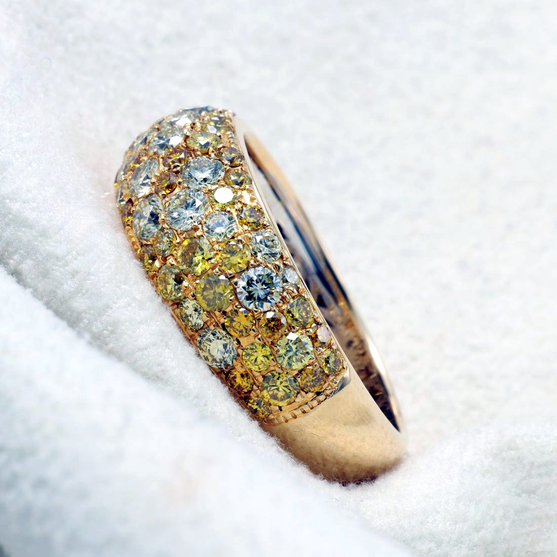 Fancy Yellow Diamond Pavé Dome Ring — view 2