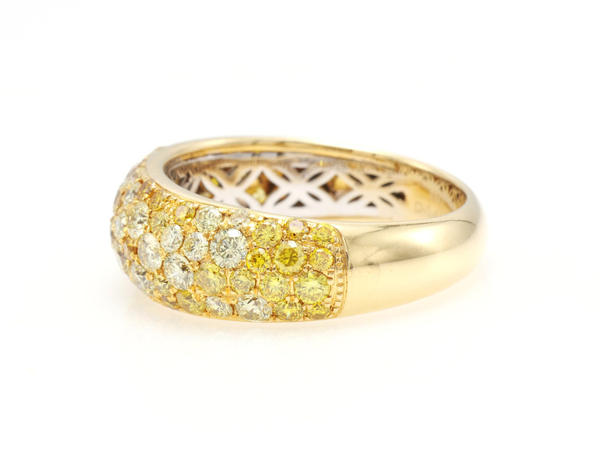 Fancy Yellow Diamond Pavé Dome Ring in 18K yellow gold — view 5