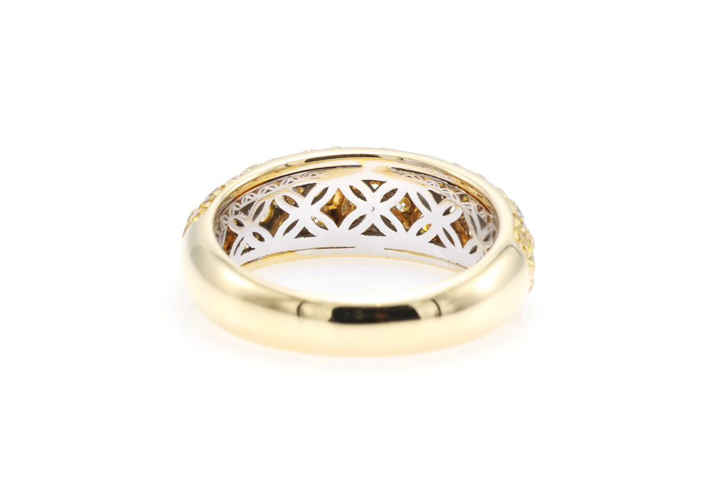Fancy Yellow Diamond Pavé Dome Ring in 18K yellow gold — view 6