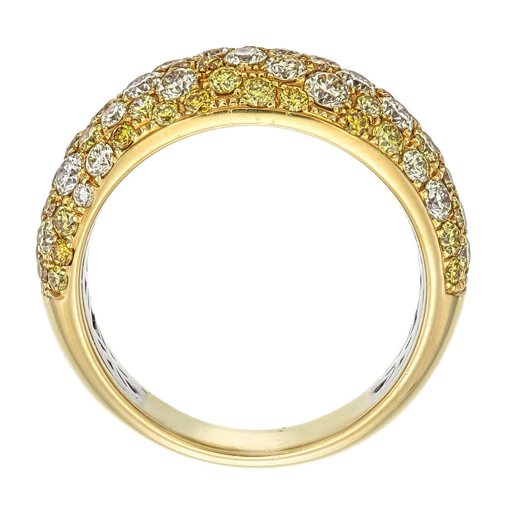 Fancy Yellow Diamond Pavé Dome Ring in 18K yellow gold — view 12