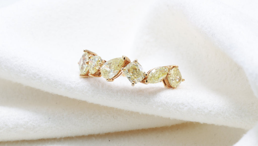 Fancy Yellow Mixed-Shape Diamond Band in 18K yellow gold — view 2