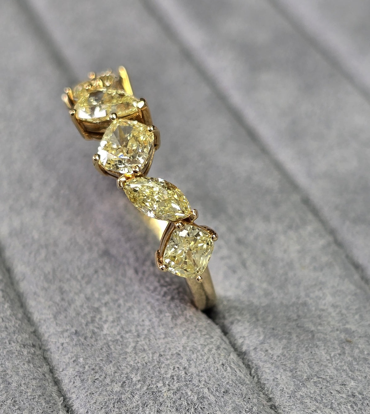 Fancy Yellow Mixed-Shape Diamond Band in 18K yellow gold — view 5