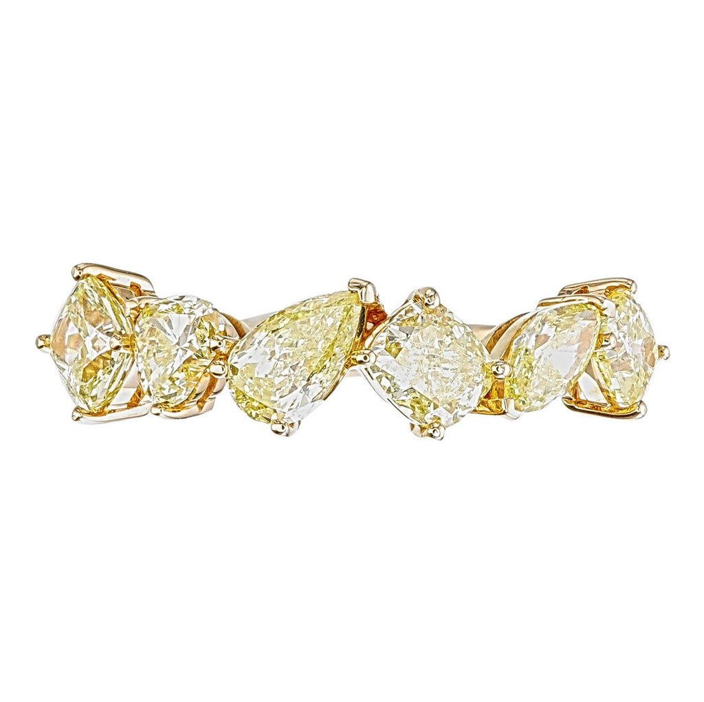 Fancy Yellow Mixed-Shape Diamond Band in 18K yellow gold — view 7
