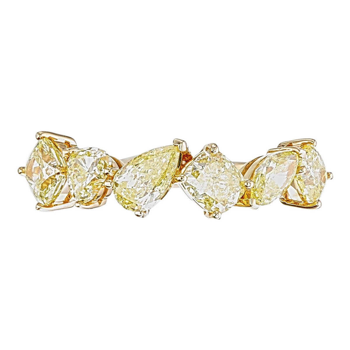 Fancy Yellow Mixed-Shape Diamond Band in 18K yellow gold — view 7