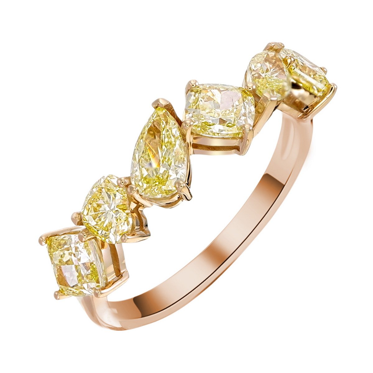 Fancy Yellow Mixed-Shape Diamond Band in 18K yellow gold — view 8