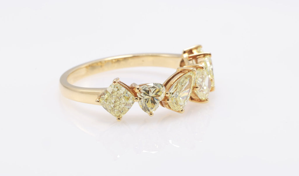 Fancy Yellow Mixed-Shape Diamond Band in 18K yellow gold — view 10