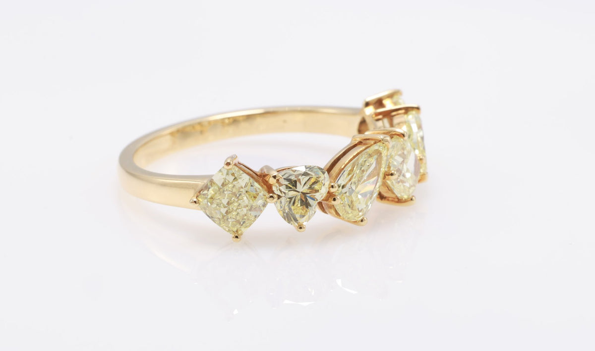 Fancy Yellow Mixed-Shape Diamond Band in 18K yellow gold — view 10