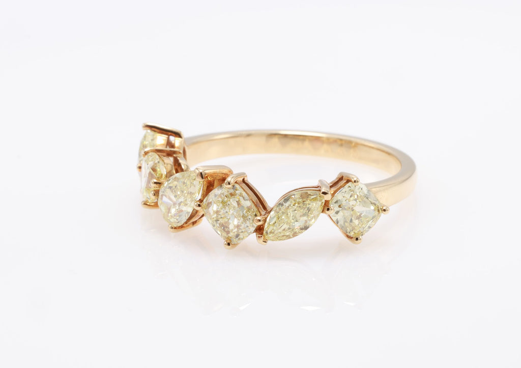 Fancy Yellow Mixed-Shape Diamond Band in 18K yellow gold — view 11