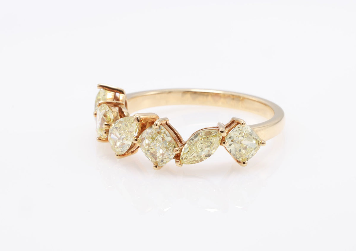 Fancy Yellow Mixed-Shape Diamond Band in 18K yellow gold — view 11
