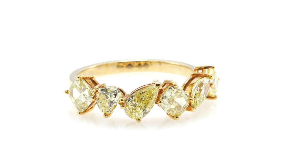 Fancy Yellow Mixed-Shape Diamond Band in 18K yellow gold — view 13