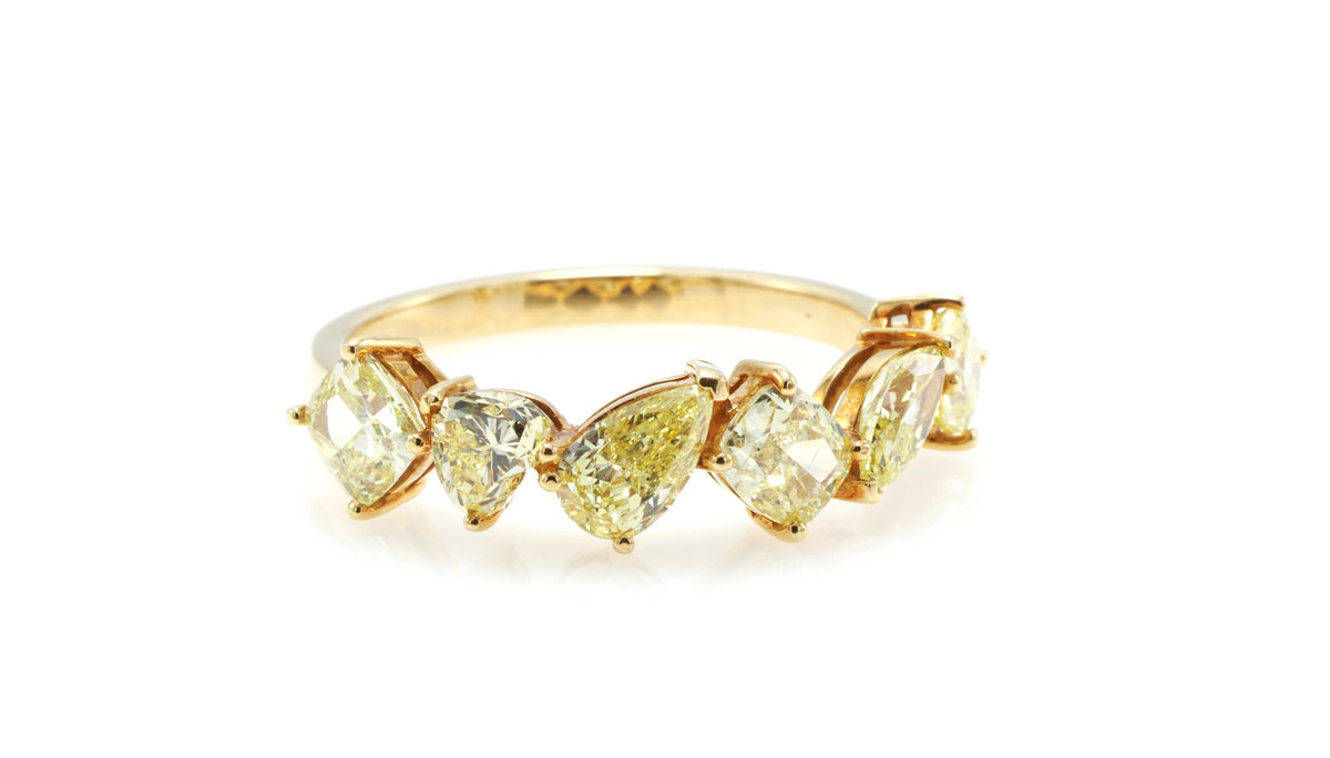 Fancy Yellow Mixed-Shape Diamond Band in 18K yellow gold — view 13