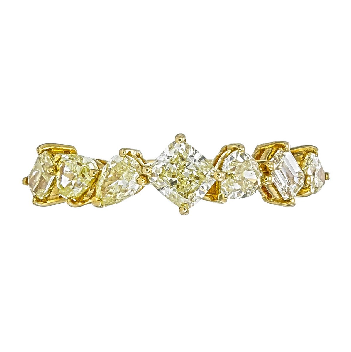 Fancy Yellow Mixed-Shape Diamond Band in 18K yellow gold — view 2