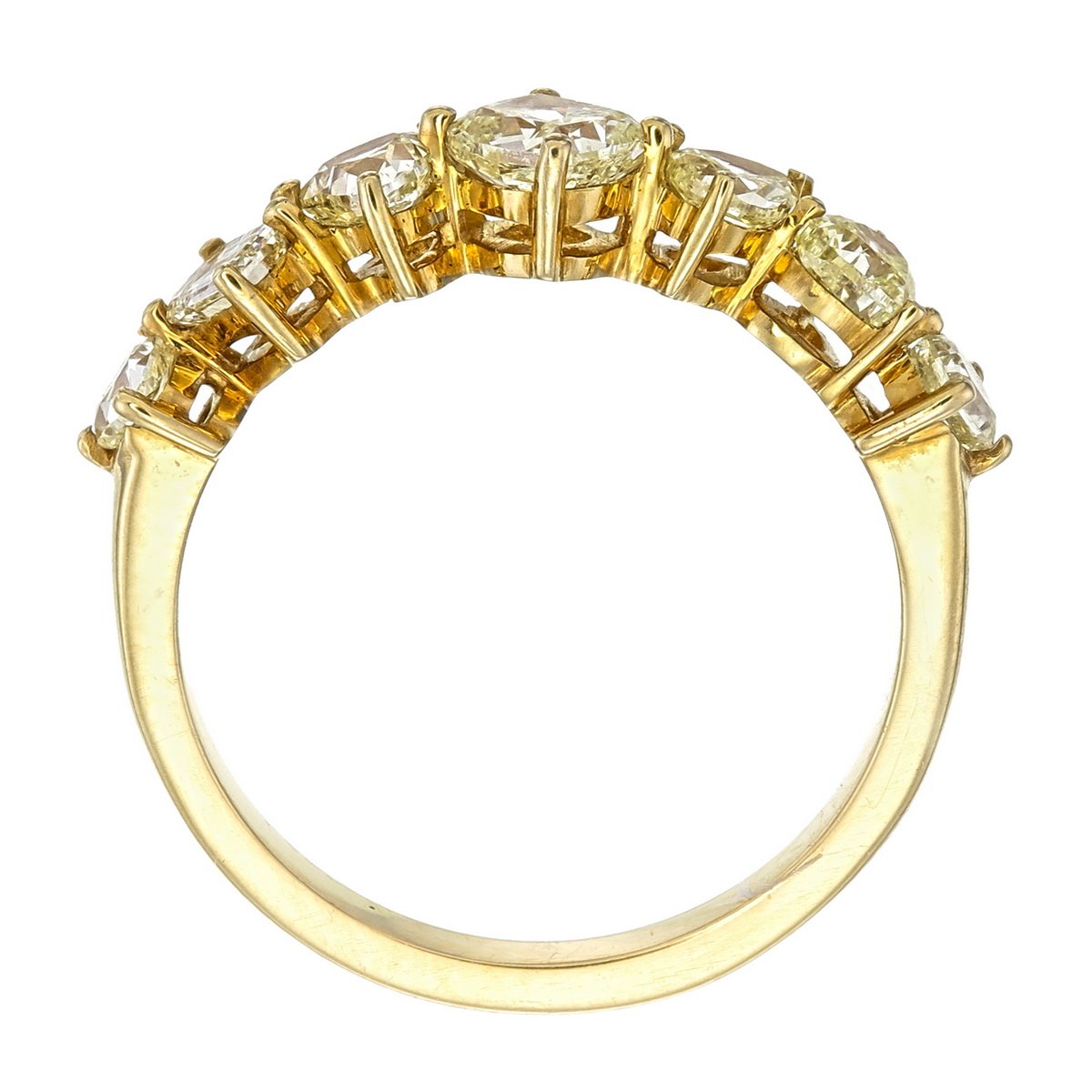 Fancy Yellow Mixed-Shape Diamond Band in 18K yellow gold — view 3