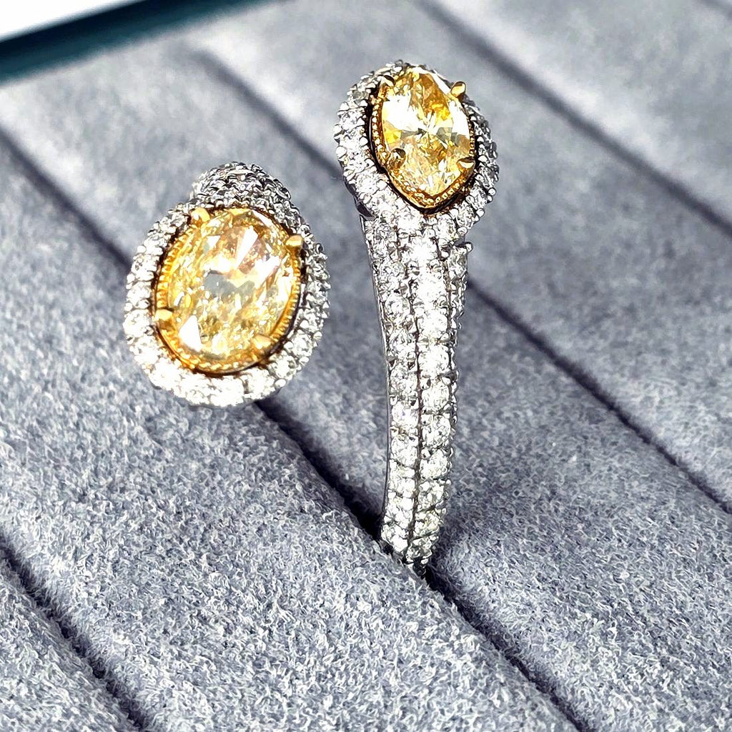Fancy Yellow Oval & Marquise Bypass Ring