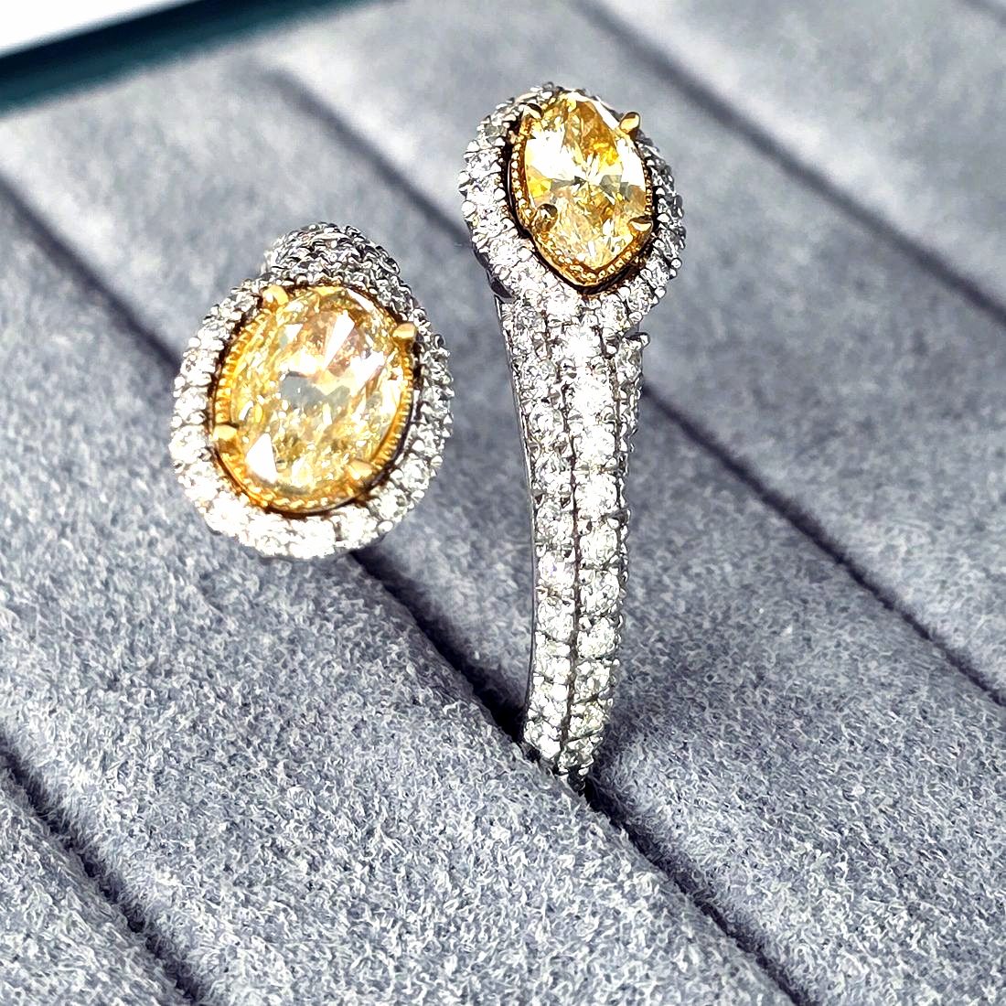 Fancy Yellow Oval & Marquise Bypass Ring