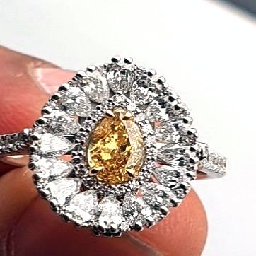 Fancy Yellow Pear Diamond Cluster Ring