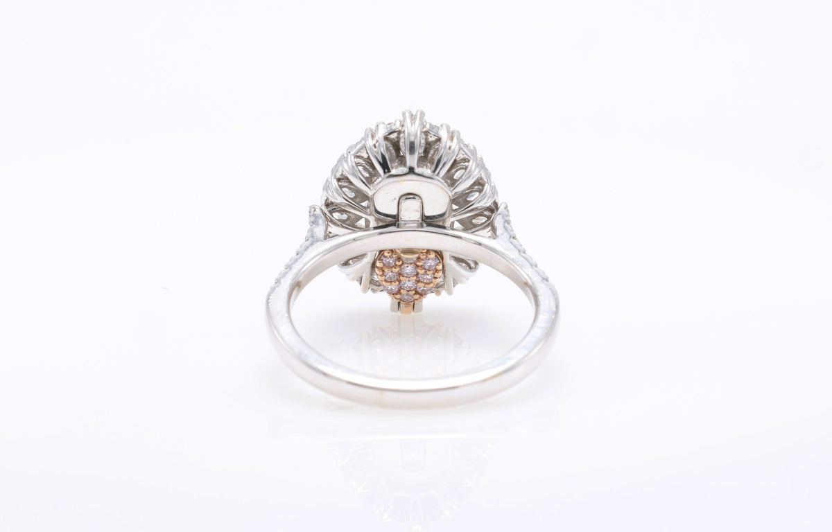 Fancy Yellow Pear Diamond Cluster Ring in 18K white gold — view 10