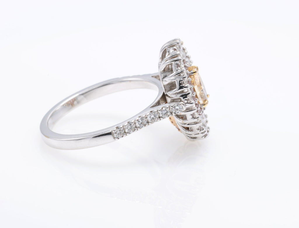 Fancy Yellow Pear Diamond Cluster Ring in 18K white gold — view 11