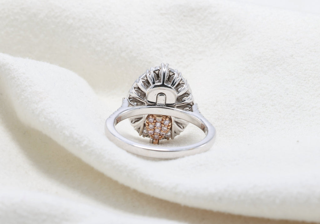 Fancy Yellow Pear Diamond Cluster Ring in 18K white gold — view 14