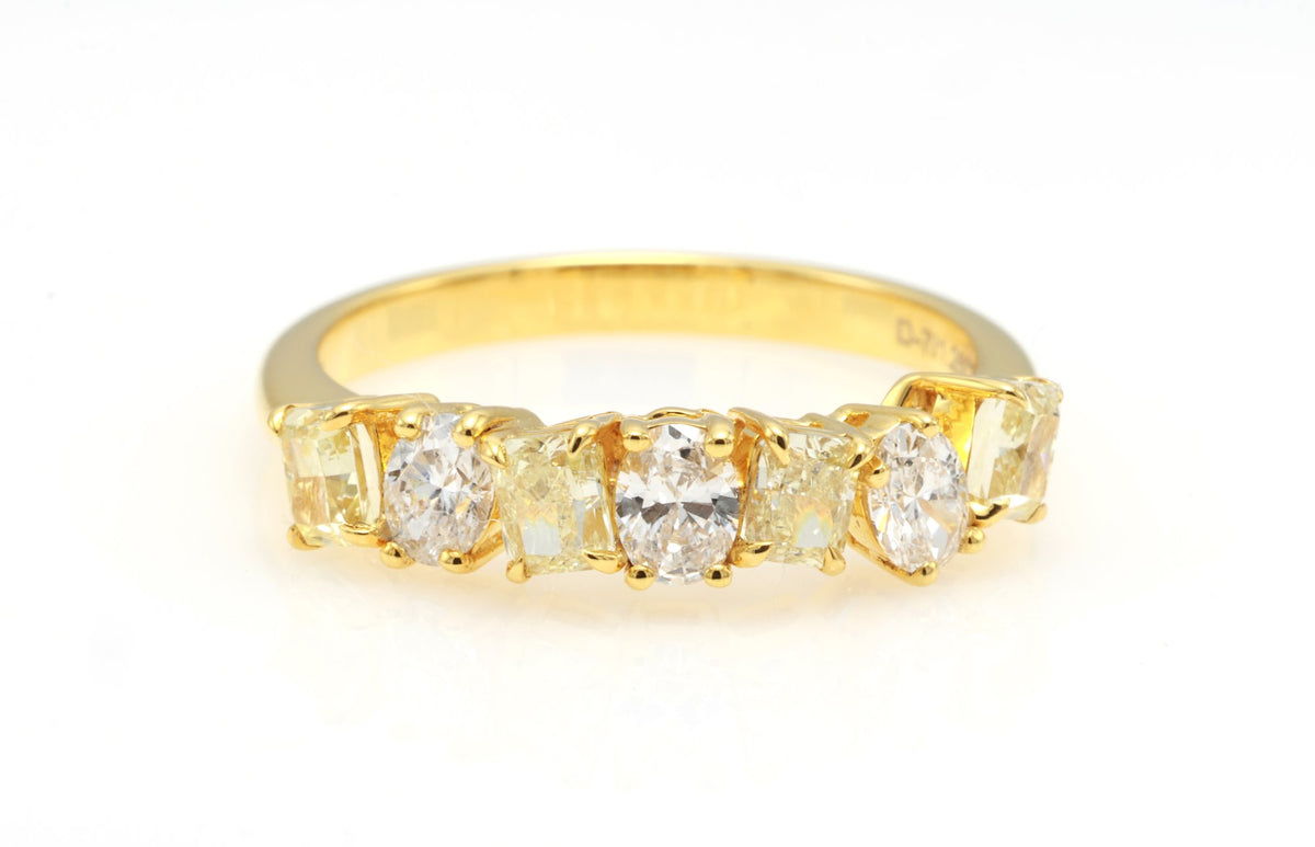Fancy Yellow Radiant & Oval Diamond Band in 18K yellow gold — view 3