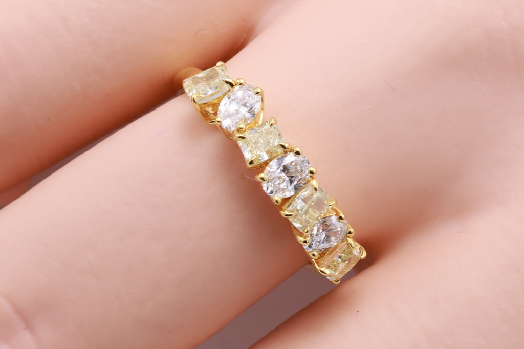 Fancy Yellow Radiant & Oval Diamond Band in 18K yellow gold — view 3