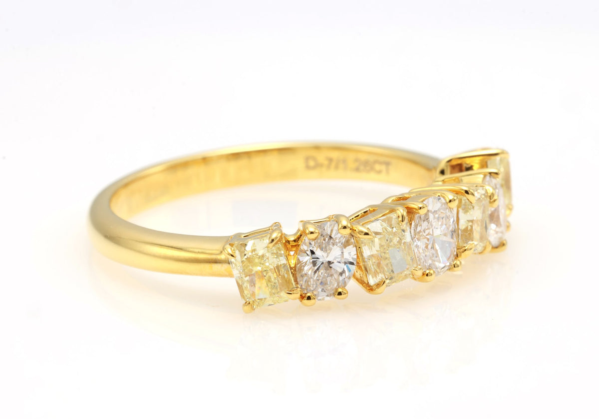 Fancy Yellow Radiant & Oval Diamond Band in 18K yellow gold — view 4