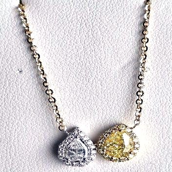 Fancy Yellow & White Pear Diamond Necklace