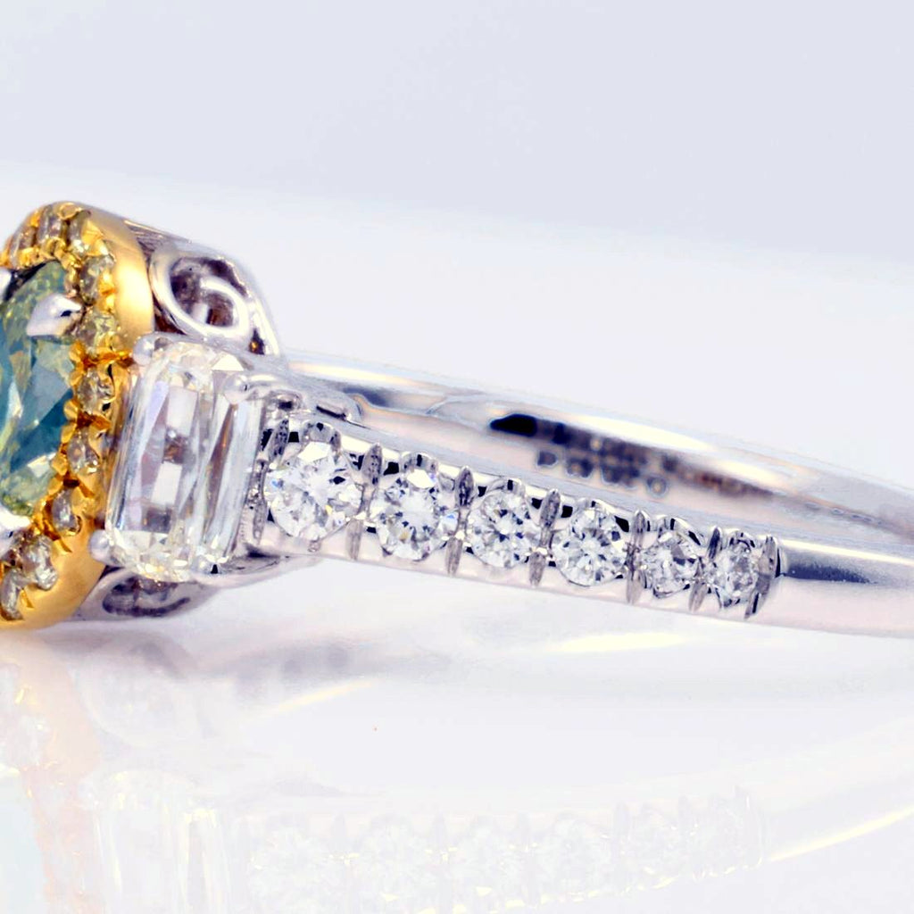 GIA Fancy Greenish-Yellow Diamond Ring