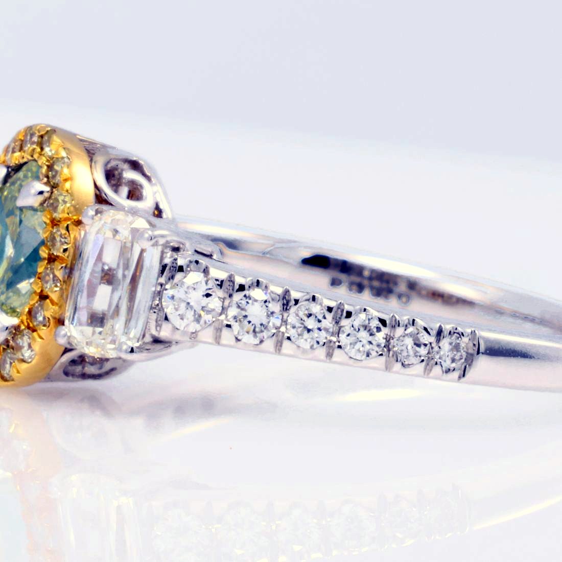 GIA Fancy Greenish-Yellow Diamond Ring