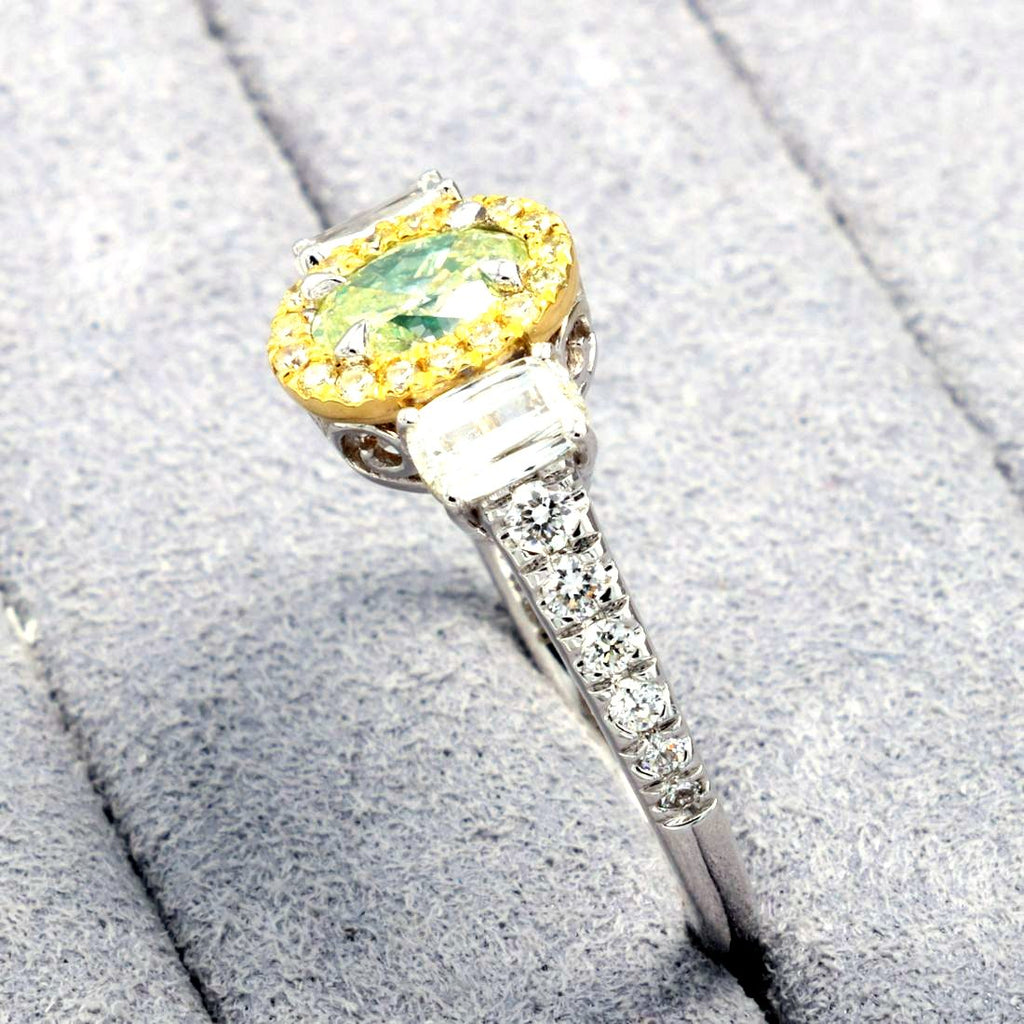 GIA Fancy Greenish-Yellow Diamond Ring — view 2