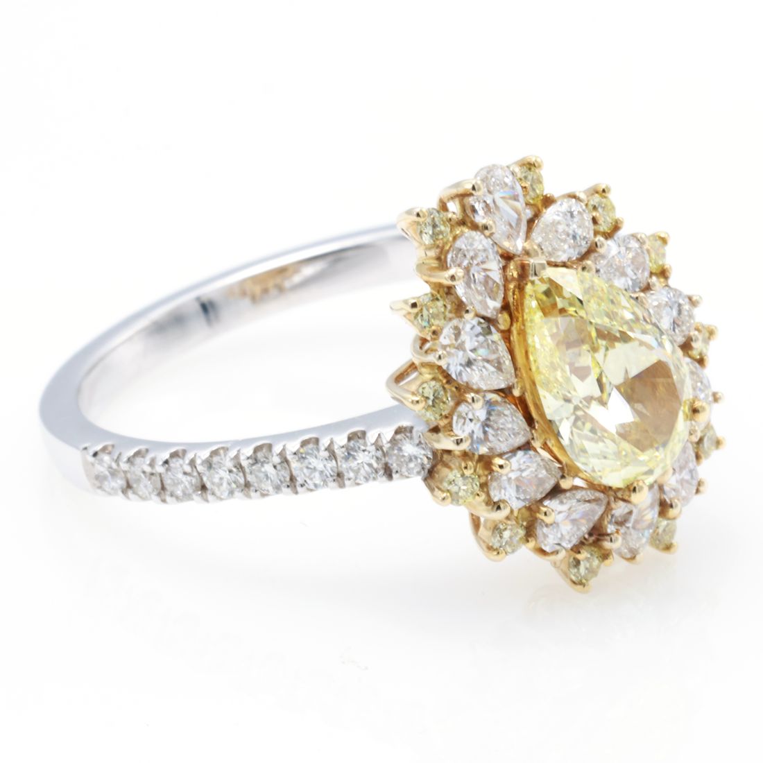 GIA Fancy Yellow Pear Diamond Halo Ring, 1.00 ct