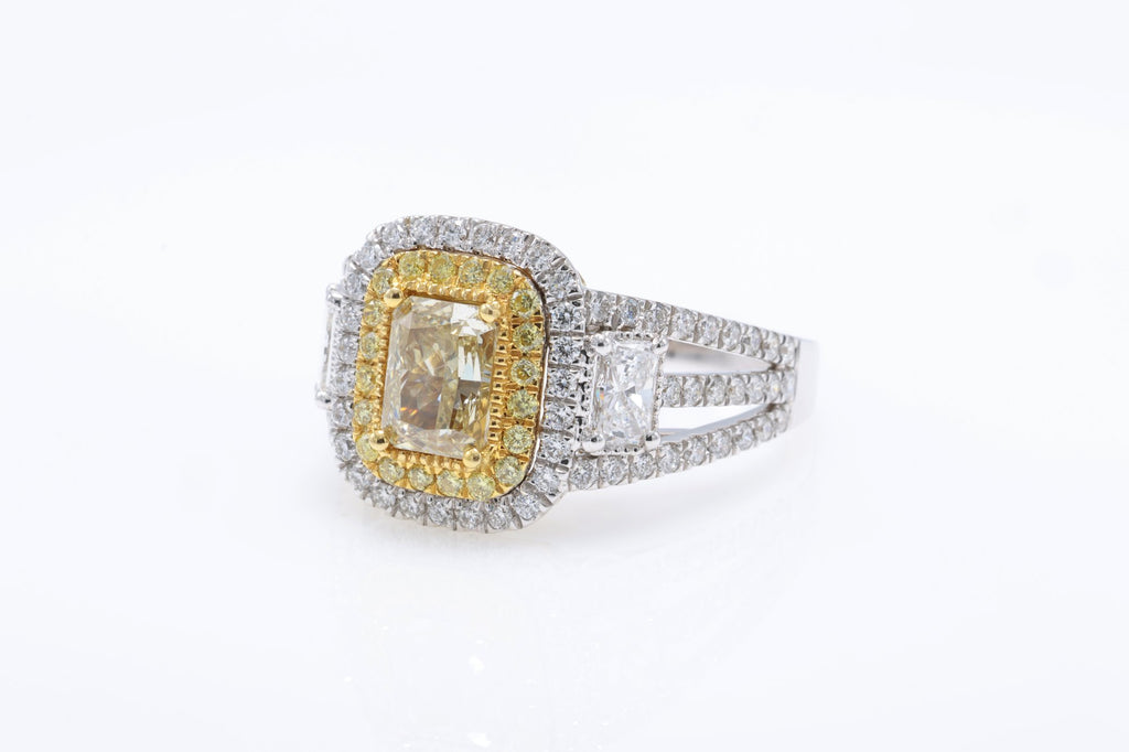 GIA Radiant Diamond Halo Ring, 1.07 ct in 18K white gold — view 2